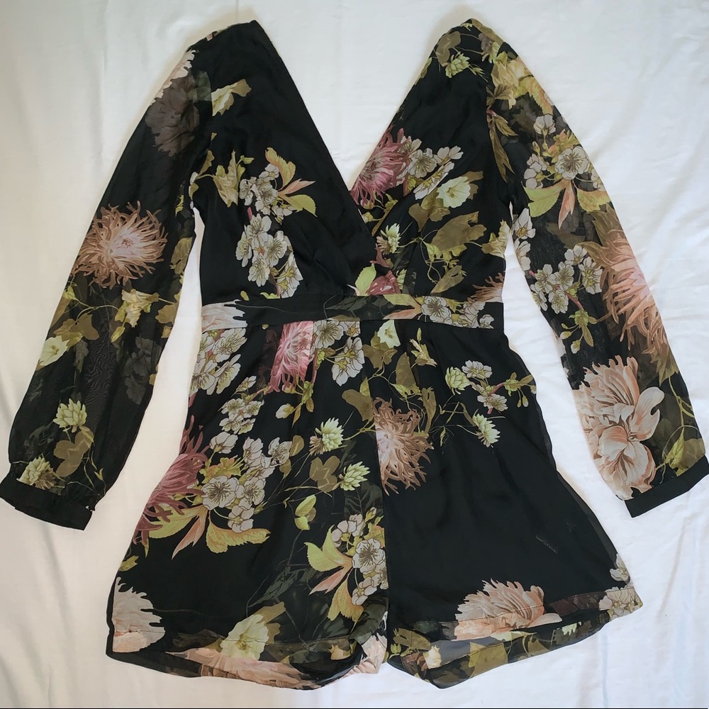 Long Sleeved Floral Romper